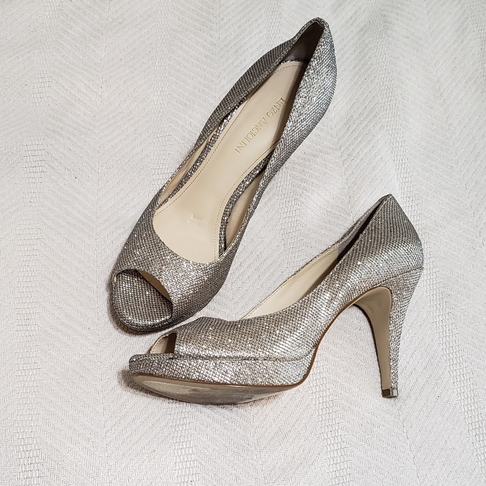 Silver Gold Peeptoe Heel
